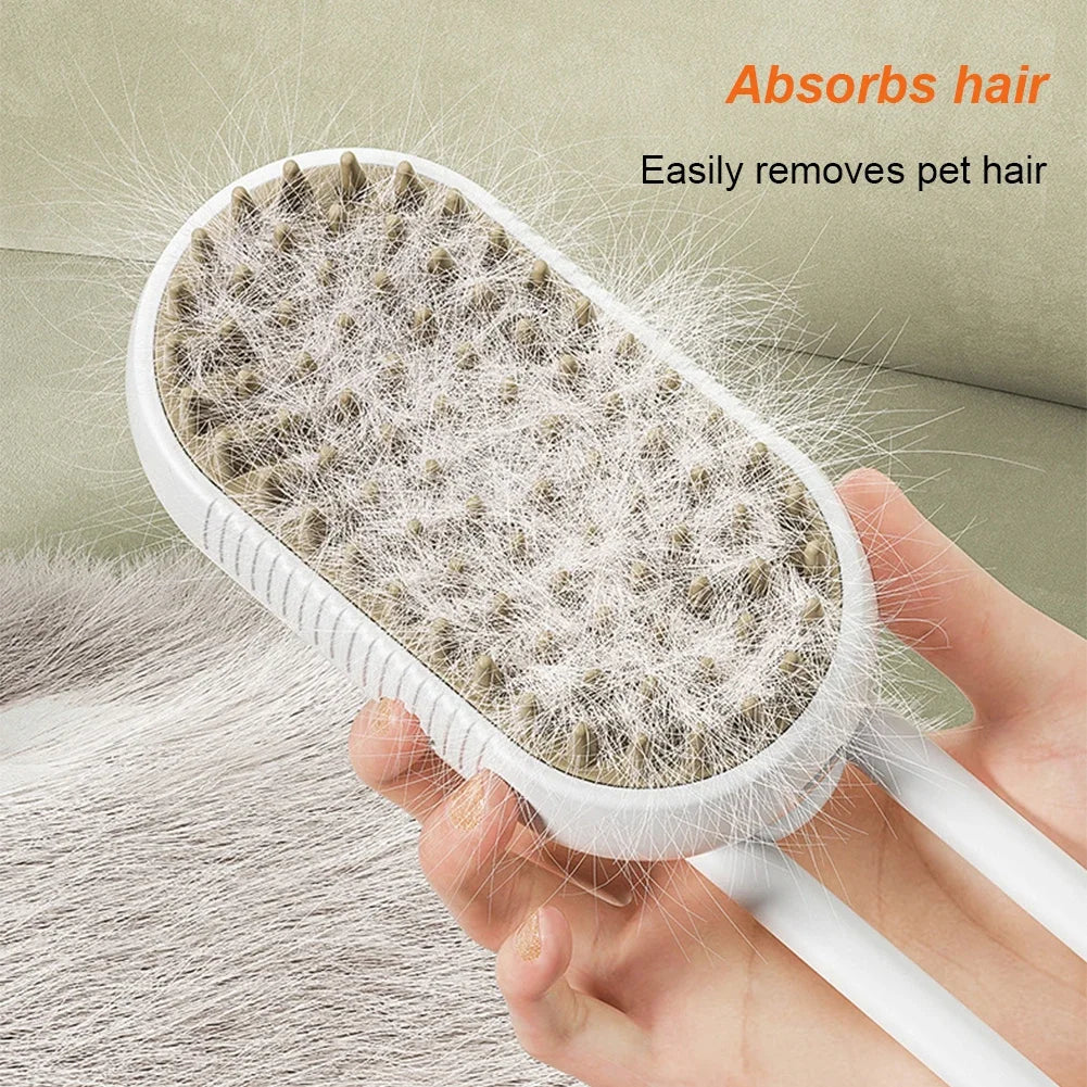 Steam Pet Brush 3-In-1 Massage Dog Steamy Brush Spray Beauty Tangled and Loose Hair Removal Cats Grooming Comb Dogs