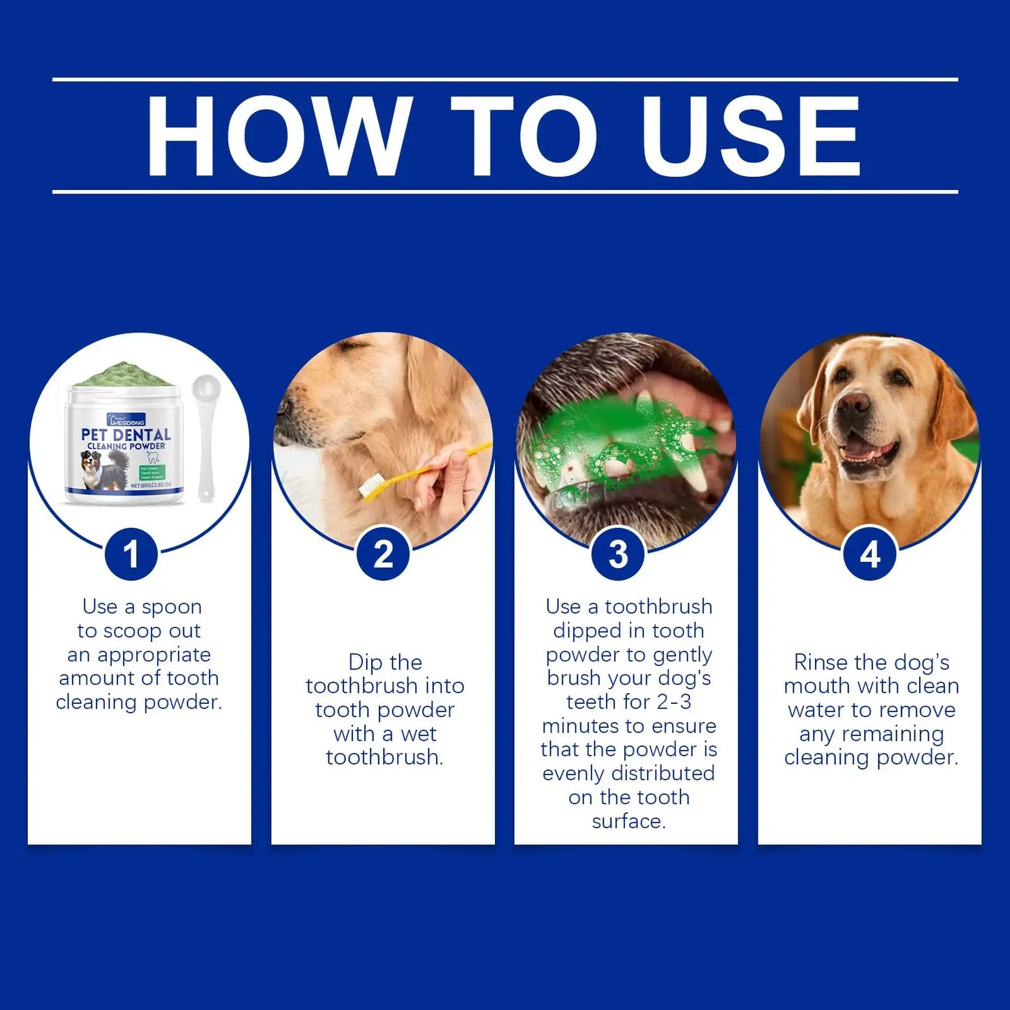 Dog Teeth Cleaning Powder Dog Dental Powder Dog Breath Freshener Targets Tartar Reduces Plaque Bad Breath Teeth Cleaning Made