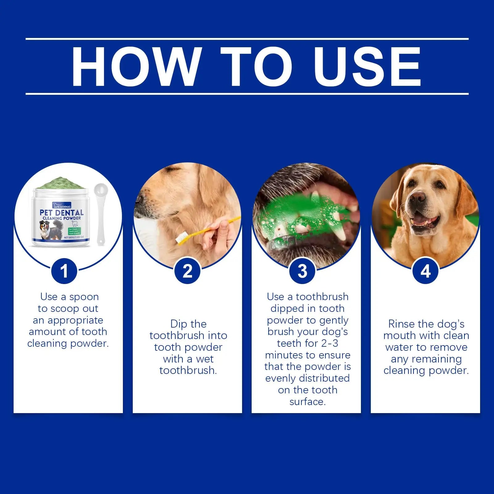 Dog Teeth Cleaning Powder Dog Dental Powder Dog Breath Freshener Targets Tartar Reduces Plaque Bad Breath Teeth Cleaning Made