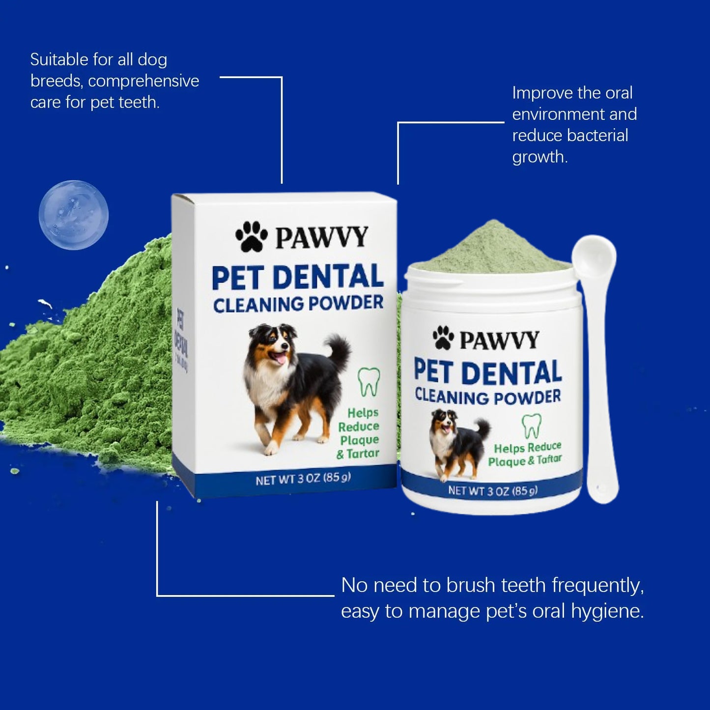 PAWVY Pet Dental Cleaning/Breath Freshening Powder