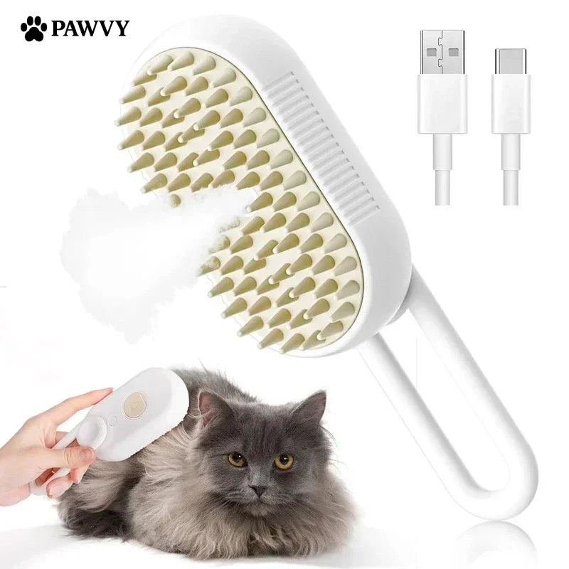 PAWVY 3-In-1 Steam Pet Brush For Cats Or Dogs
