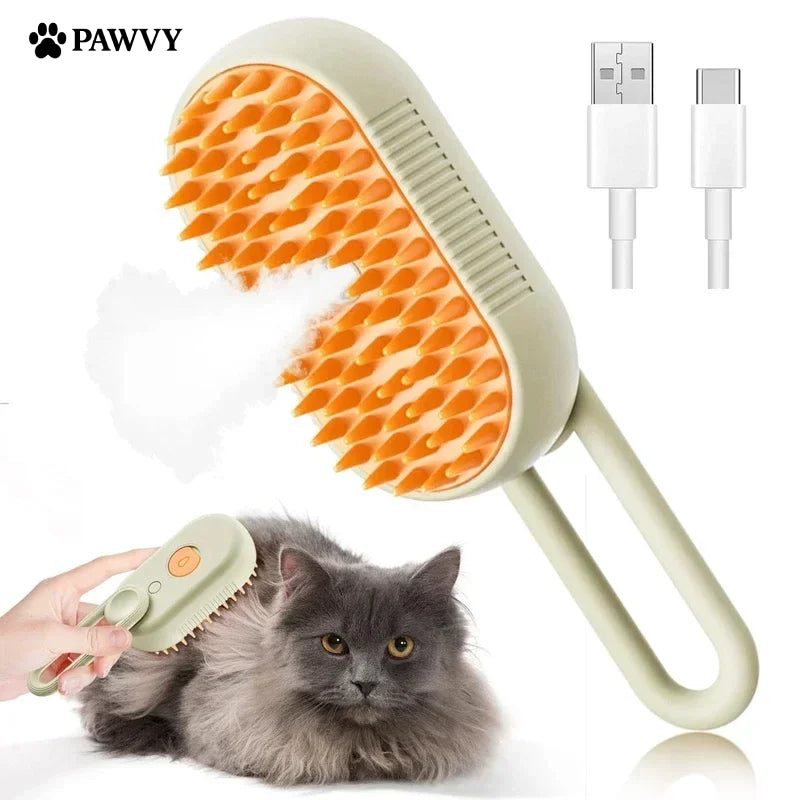 PAWVY 3-In-1 Steam Pet Brush For Cats Or Dogs